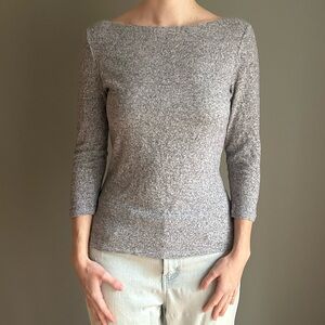 Gray Boatneck 3/4 Sleeve very lightweight sweater